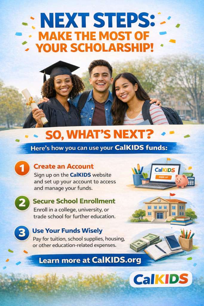 Smiling graduates celebrating scholarship next steps